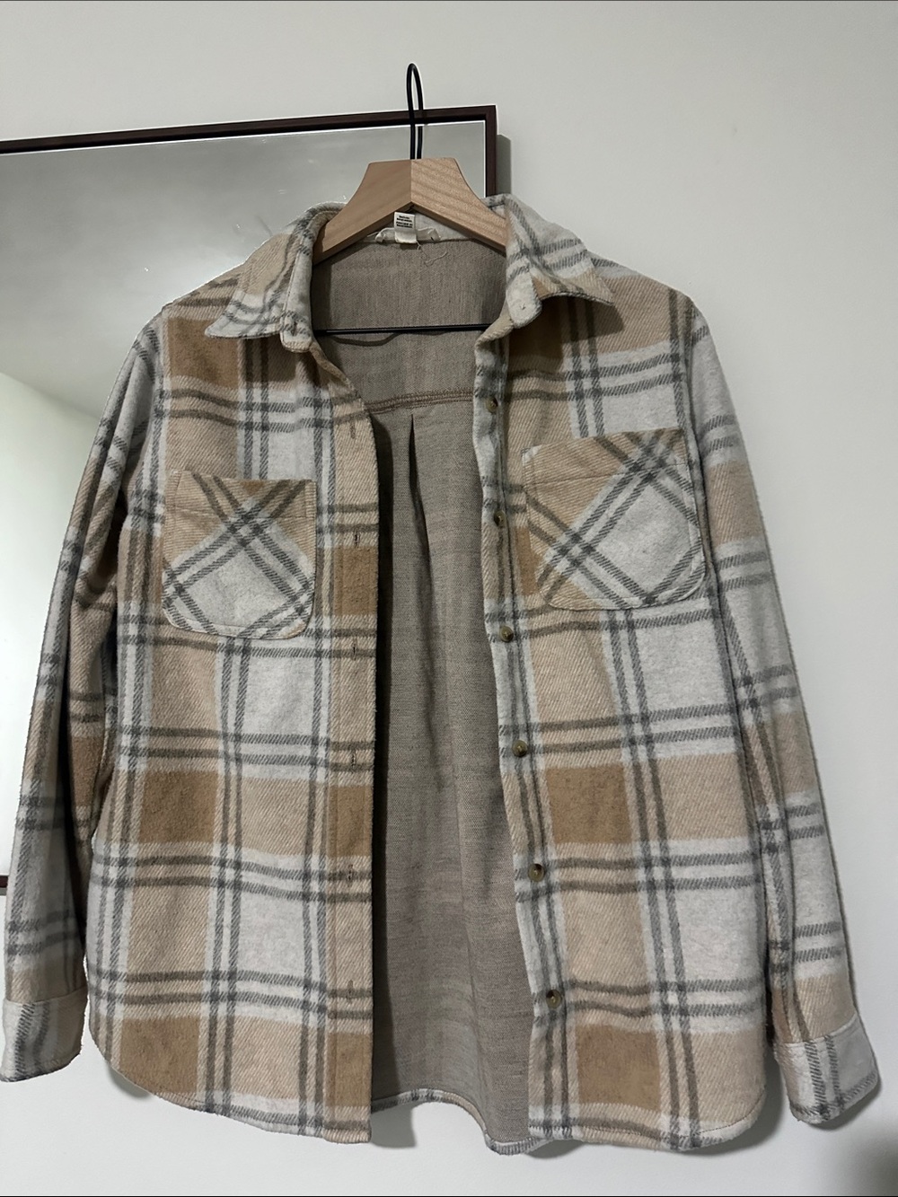 Beach Lunch Lounge Beige & White Plaid Button-Up Jacket